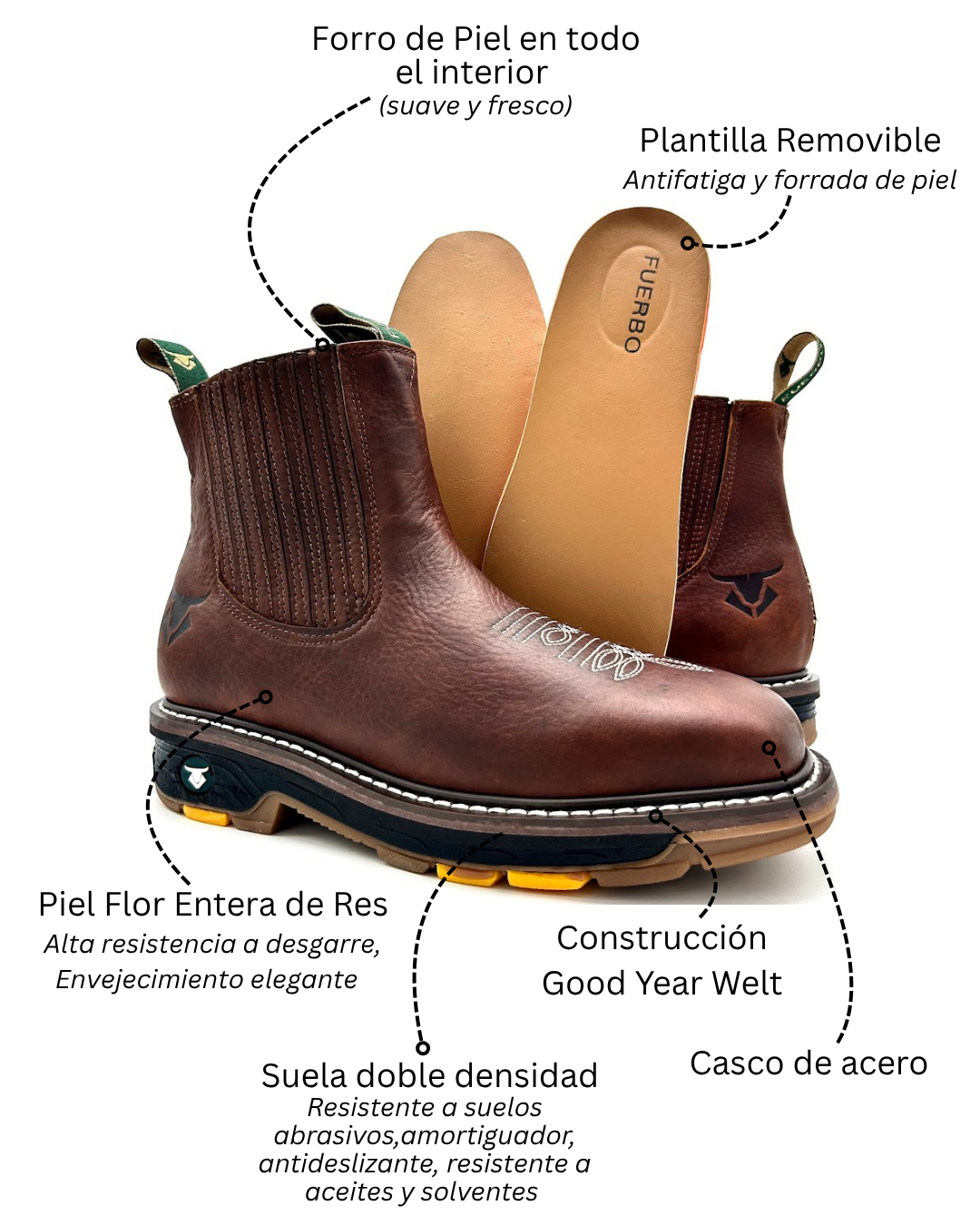 3978 Ocre - Botin Rodeo con Casco Acero