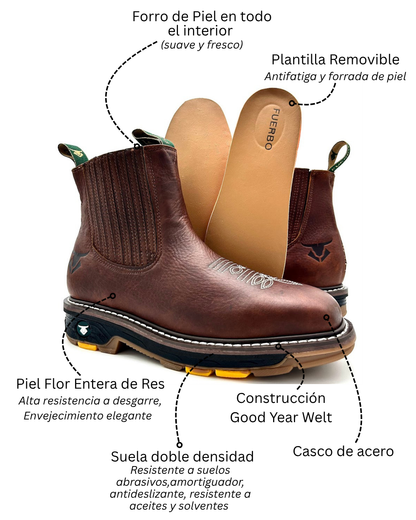 3978 Ocre - Botin Rodeo con Casco Acero